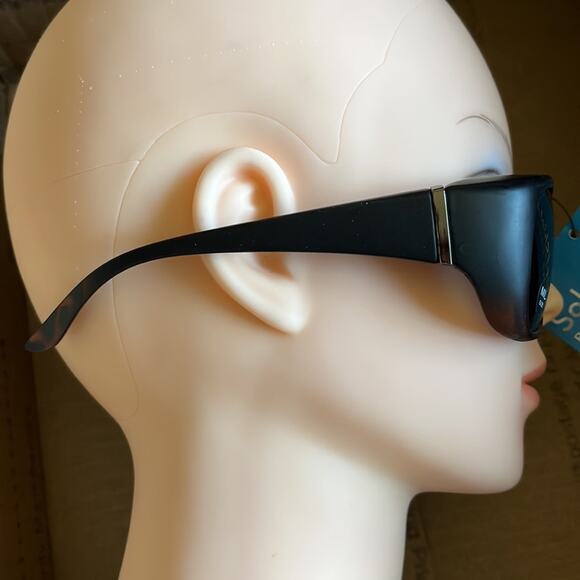 Solar Shield Fits Over Polarized Ombré Tortoise Sunglasses Black Brown M/L - Picture 5 of 11